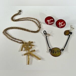 Vintage Artisan Copper Enamel Asian Peace Happiness Jewelry Lot 80s 90s Y2K